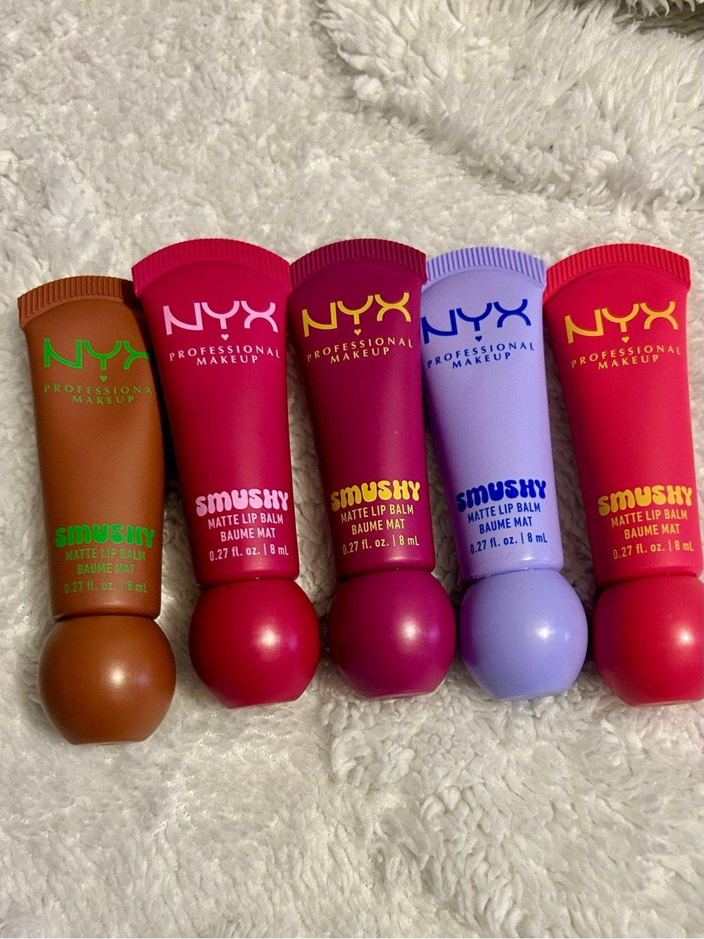 NYX Smushy Matte Lip Balm Collection - Brown, Red, Pink, Purple, Lavender